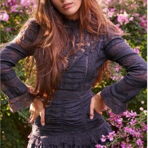 LoveShackFancy Harmon mini dress, Dark blue